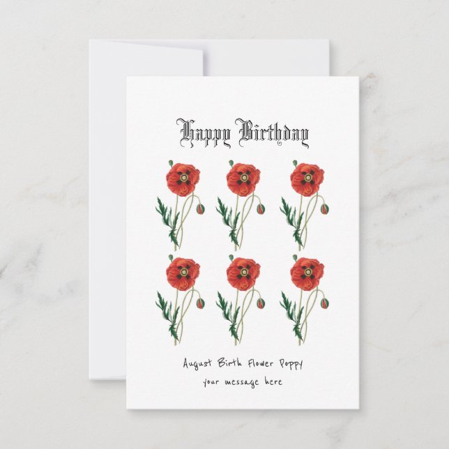 Tarjeta de cumpleaños de flor de abeja roja August (Anverso)