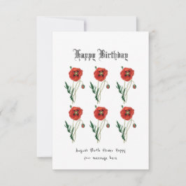 Tarjeta de cumpleaños de flor de abeja roja August