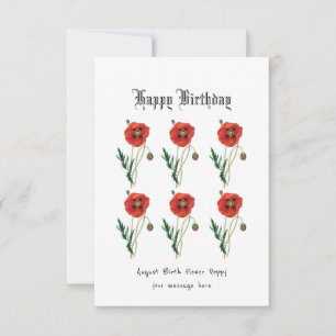 Tarjeta de cumpleaños de flor de abeja roja August