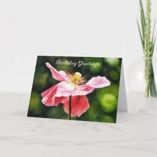 Tarjeta de cumpleaños de Flor de Adormidera Rosa