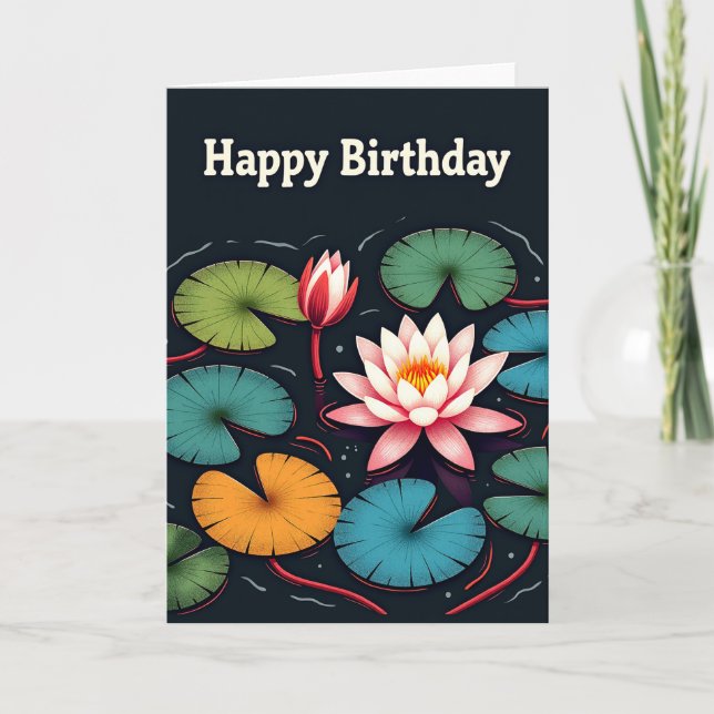 Tarjeta de cumpleaños de flor de agua (Anverso)