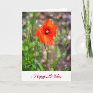 Tarjeta de cumpleaños de flor de amapola