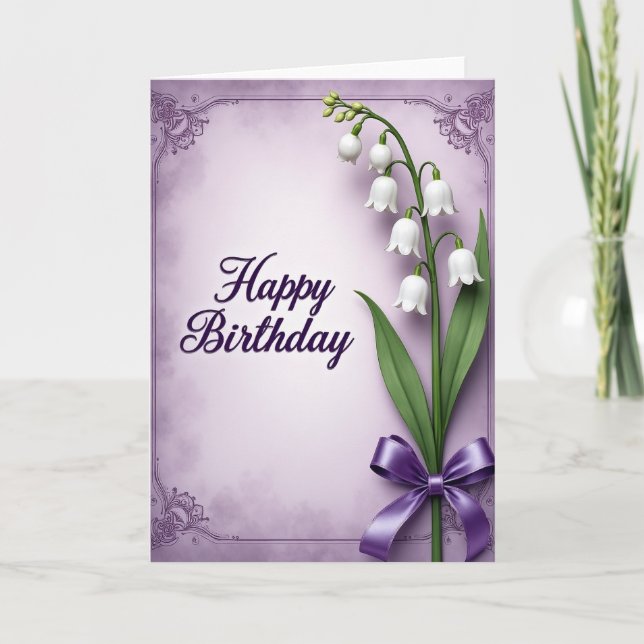 Tarjeta de cumpleaños de flor de campana elegante (Anverso)