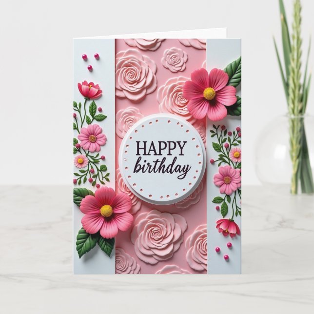 Tarjeta de cumpleaños de flor de cerezo (Anverso)