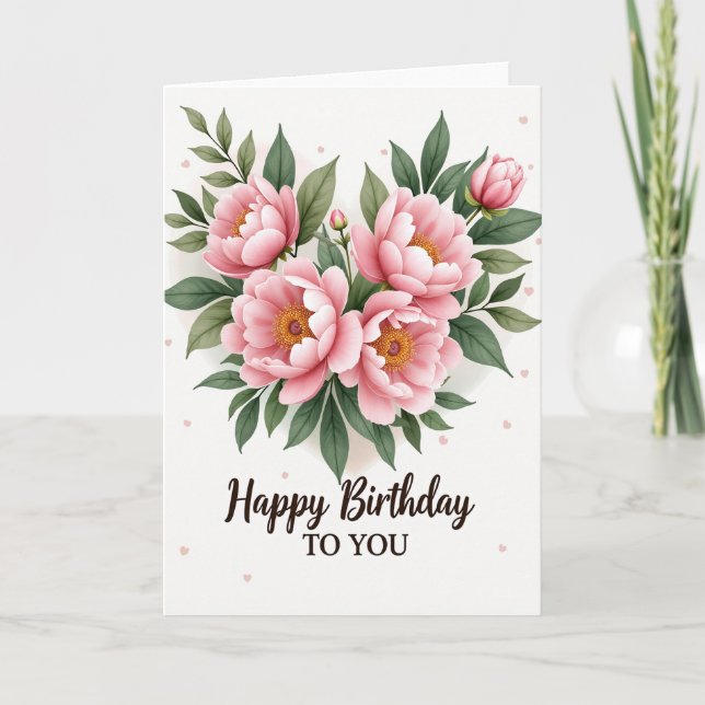 Tarjeta de cumpleaños de flor de cerezo rosa (Anverso)