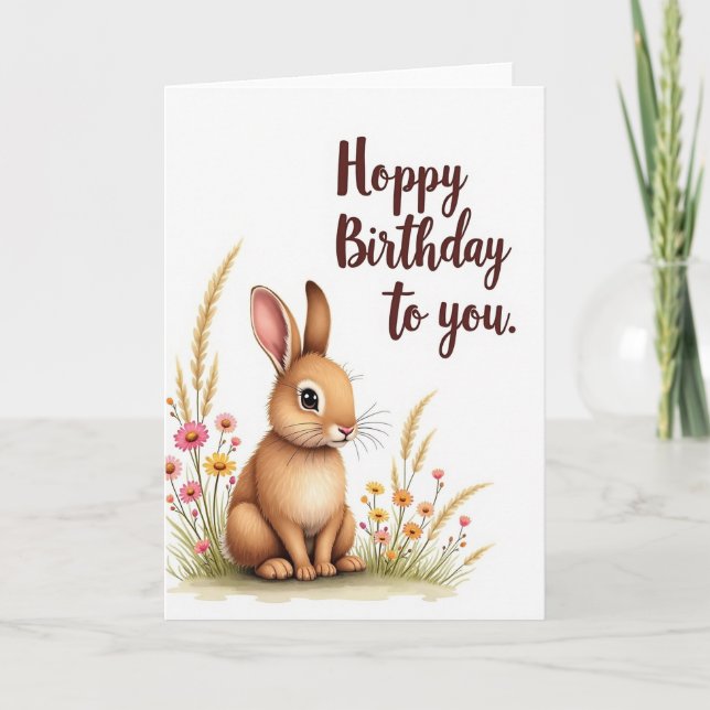 Tarjeta de cumpleaños de flor de cervatillo (Anverso)