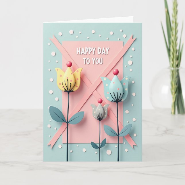 Tarjeta de cumpleaños de flor de confeti (Anverso)