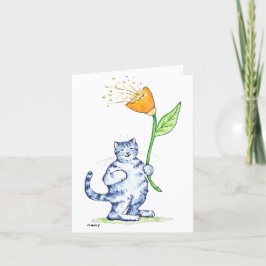 Tarjeta de cumpleaños de flor de gato