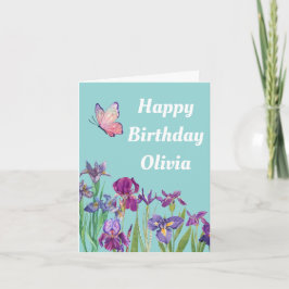 Tarjeta de cumpleaños de flor de iris azul