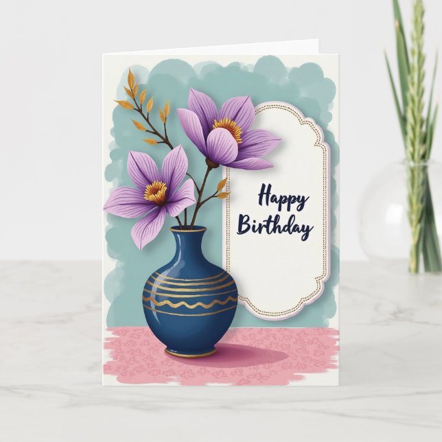 Tarjeta de cumpleaños de flor de lavanda (Anverso)