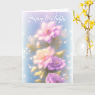Tarjeta de cumpleaños de flor de lila y rosa