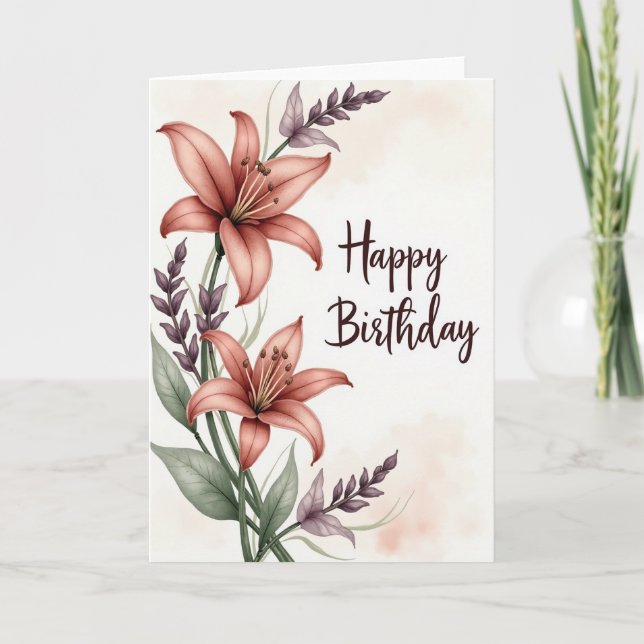 Tarjeta de cumpleaños de flor de lirio (Anverso)
