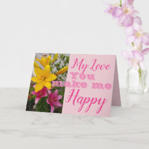 Tarjeta de cumpleaños de flor de lirio rosa que me