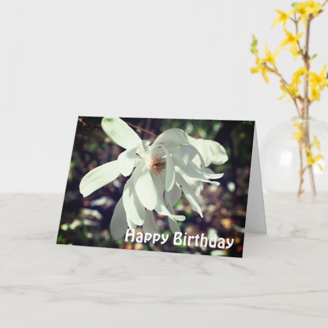 Tarjeta de cumpleaños de Flor de Magnolia Blanca (flor amarilla)