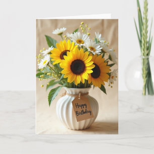 Tarjeta de cumpleaños de flor de margarita
