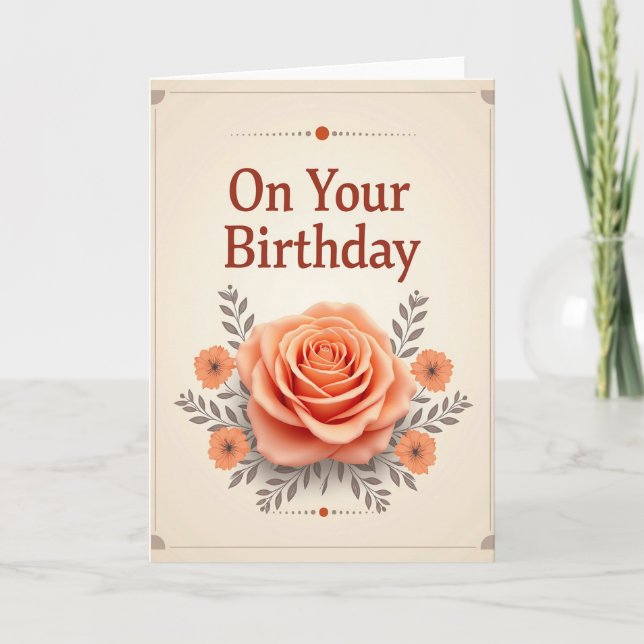 Tarjeta de cumpleaños de flor de melocotón (Anverso)
