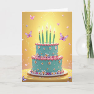 Tarjeta de cumpleaños de flor de menta