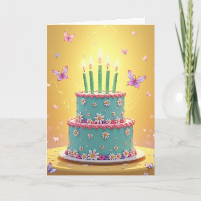 Tarjeta de cumpleaños de flor de menta (Anverso)