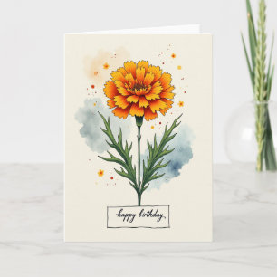 Tarjeta de cumpleaños de flor de naranja cálida