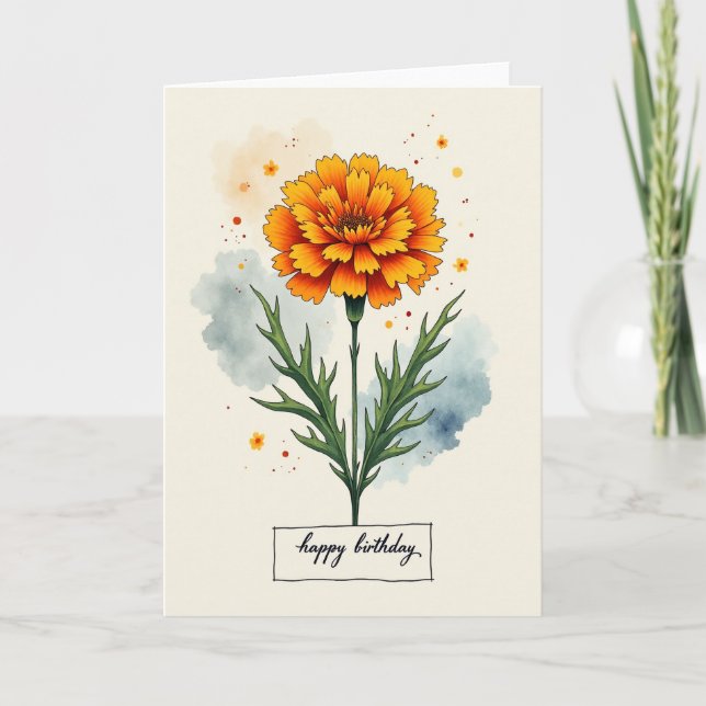 Tarjeta de cumpleaños de flor de naranja cálida (Anverso)