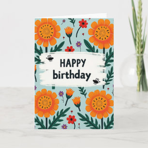 Tarjeta de cumpleaños de Flor de Naranja Festiva