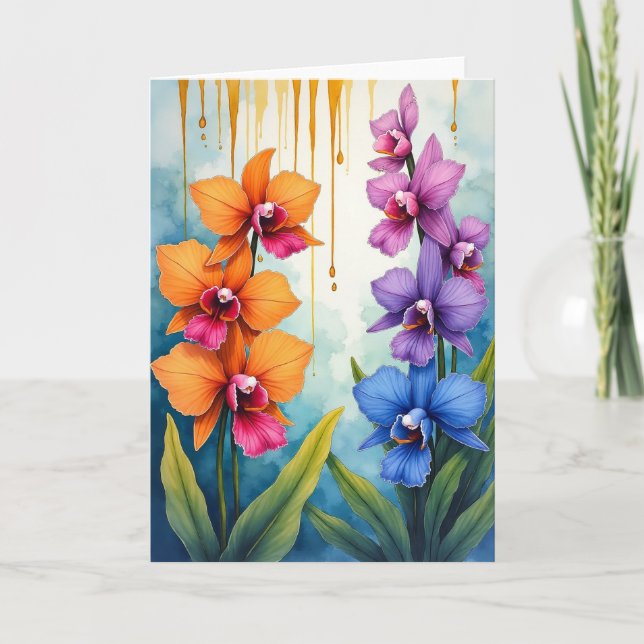 Tarjeta de cumpleaños de flor de orquídea (Anverso)