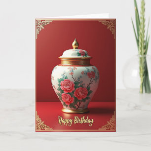Tarjeta de cumpleaños de flor de peonía