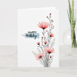 Tarjeta de cumpleaños de flor delicada