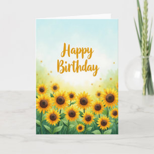 Tarjeta de cumpleaños de flor dorada