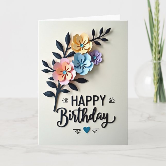 Tarjeta de cumpleaños de flor en capas (Anverso)