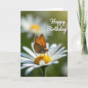 Tarjeta de cumpleaños de flor en flor con alas