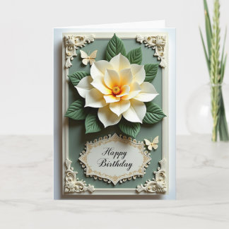 Tarjeta de cumpleaños de flor esculpida