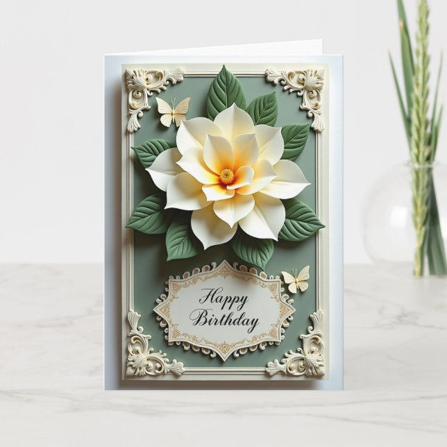 Tarjeta de cumpleaños de flor esculpida (Anverso)