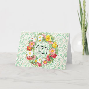 Tarjeta de cumpleaños de flor floral de estilo vin