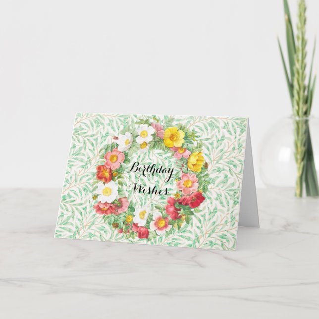 Tarjeta de cumpleaños de flor floral de estilo vin (Anverso)