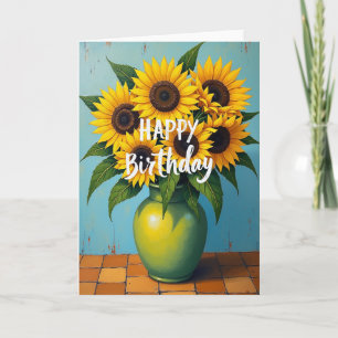 Tarjeta de cumpleaños de flor iluminada por el sol