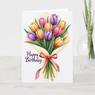 Tarjeta de cumpleaños de flor ilustrada
