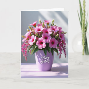 Tarjeta de cumpleaños de flor magenta