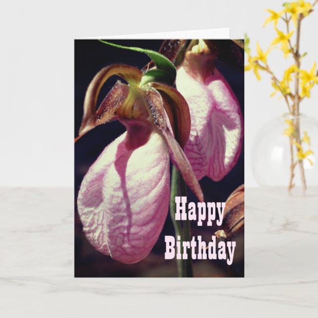 Tarjeta de cumpleaños de Flor Orquídea Wild Lady S (flor amarilla)