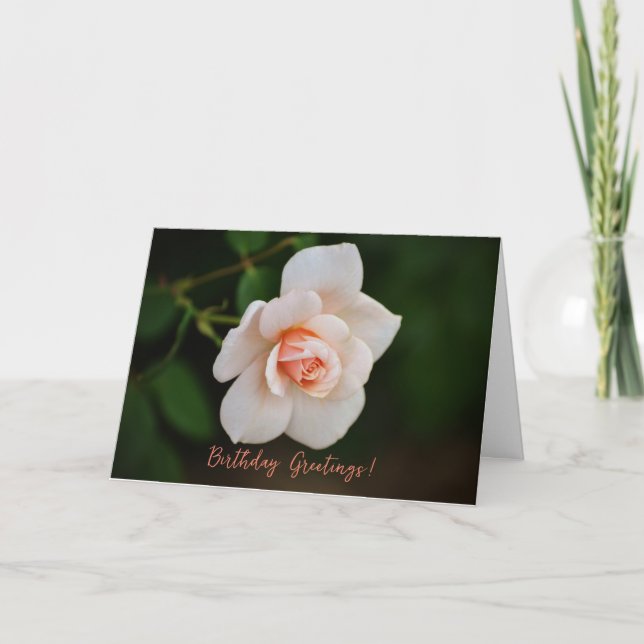 Tarjeta de cumpleaños de flor peachy rosa pequeño  (Anverso)