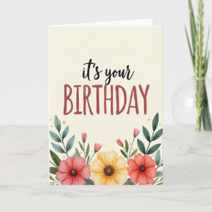 Tarjeta de cumpleaños de flor pintada