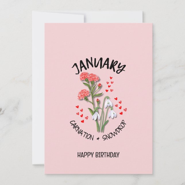 Tarjeta de cumpleaños de flor por mes de bonito (Anverso)