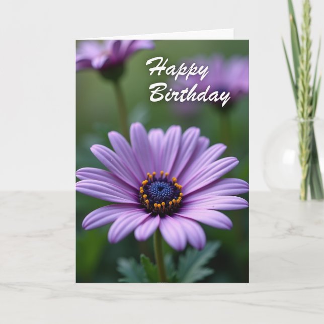 Tarjeta de cumpleaños de flor púrpura (Anverso)