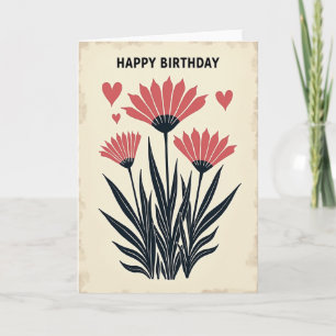Tarjeta de cumpleaños de flor roja