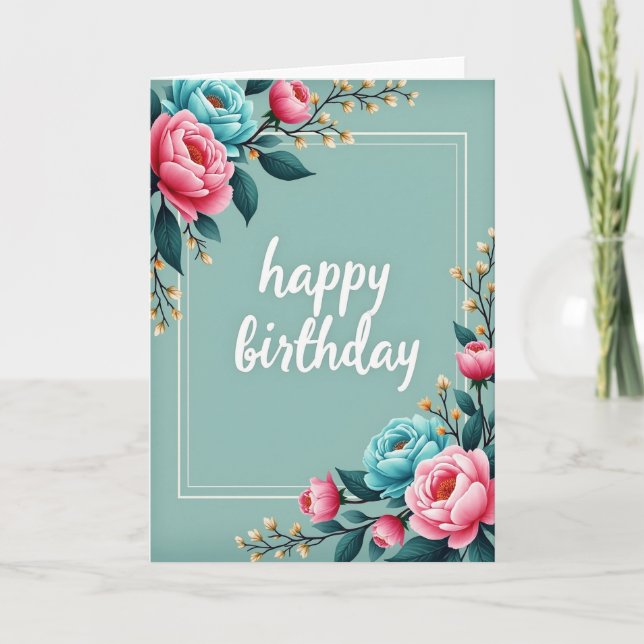 Tarjeta de cumpleaños de flor rosa (Anverso)