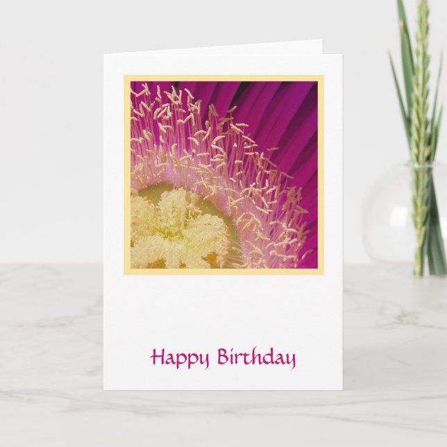 Tarjeta de cumpleaños de flor rosa brillante (Anverso)