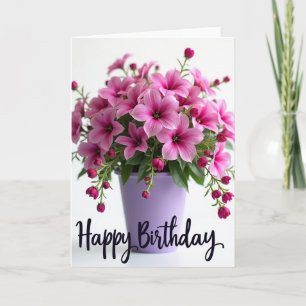 Tarjeta de cumpleaños de flor rosa con lunares
