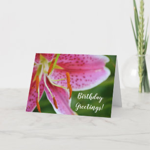 Tarjeta de cumpleaños de Flor Rosa Stargazer Lily