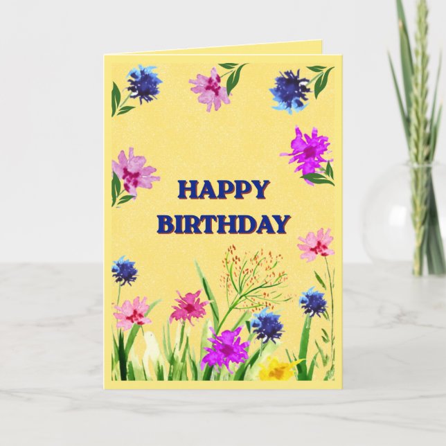 Tarjeta de cumpleaños de flor silvestre feliz (Anverso)
