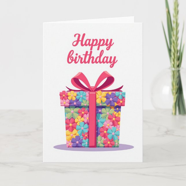Tarjeta de cumpleaños de flor vibrante (Anverso)